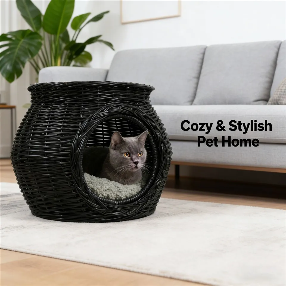 Black Vase-shaped Natural Willow Cat Bed/pet Bed suppliers